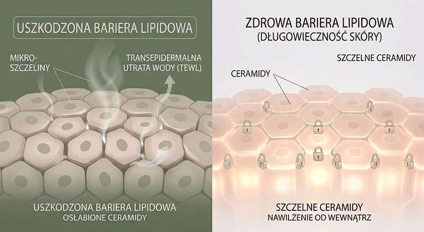 Uszkodzona, a zdrowa bariera lipidowa