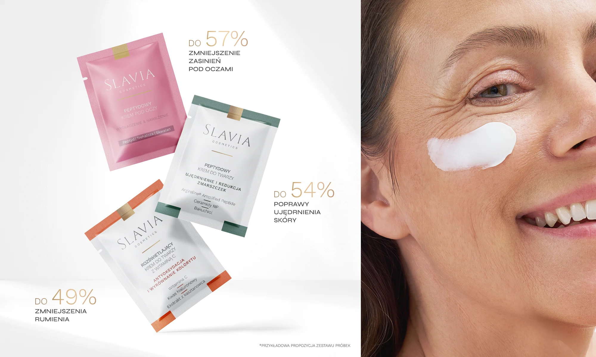 Próbki kremów Slavia Cosmetics w saszetkach dołączane do zamówienia